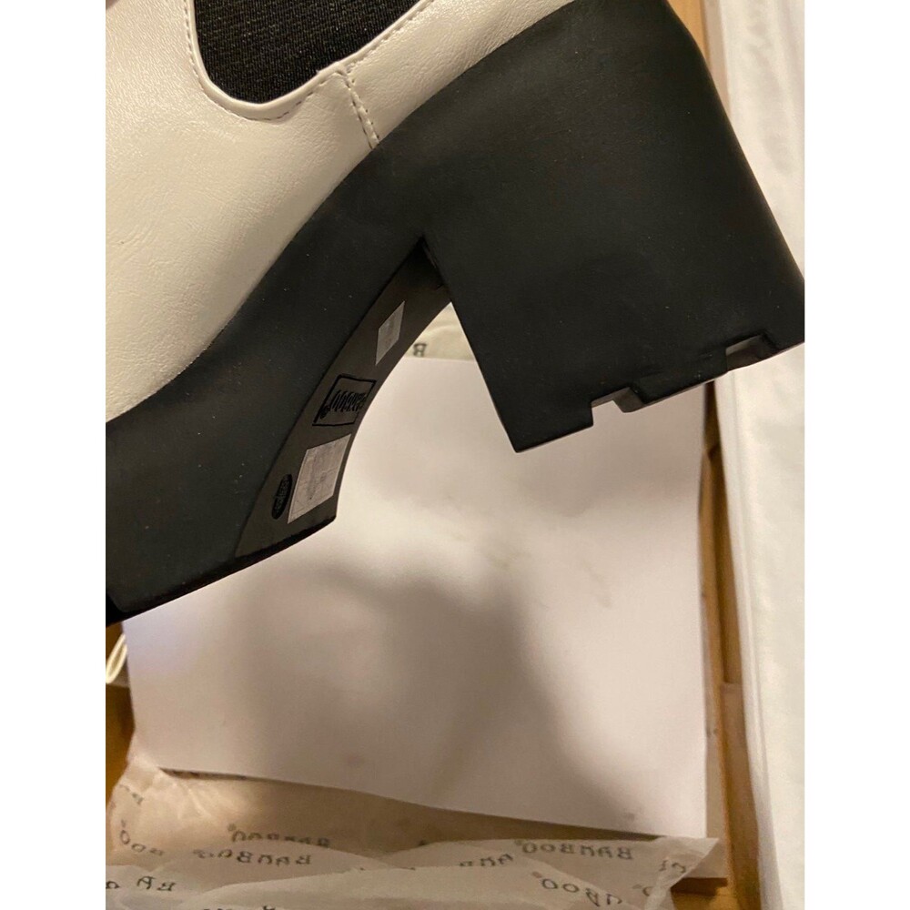 BAMBOO boots platform stacked heel bamboo white boots removable Velcro jewel 8.5 - Picture 10 of 10
